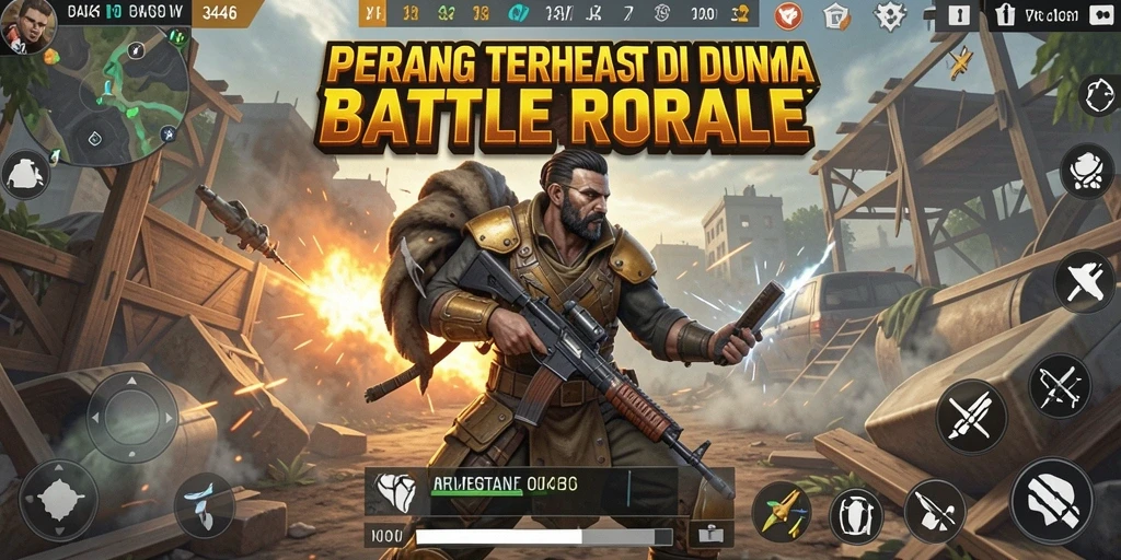 Tampilan gameplay 3446 yang mendebarkan saat pertempuran Battle Royale.