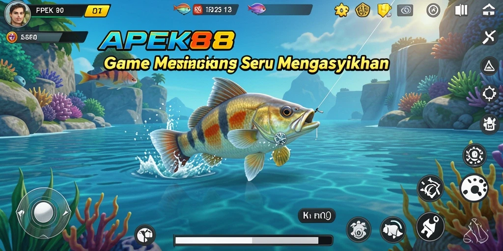 Tampilan gameplay APEK88 dengan aksi memancing yang seru.