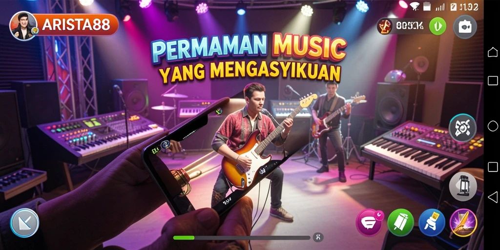 Screenshot ARISTA88 menampilkan gameplay seru bermain musik.