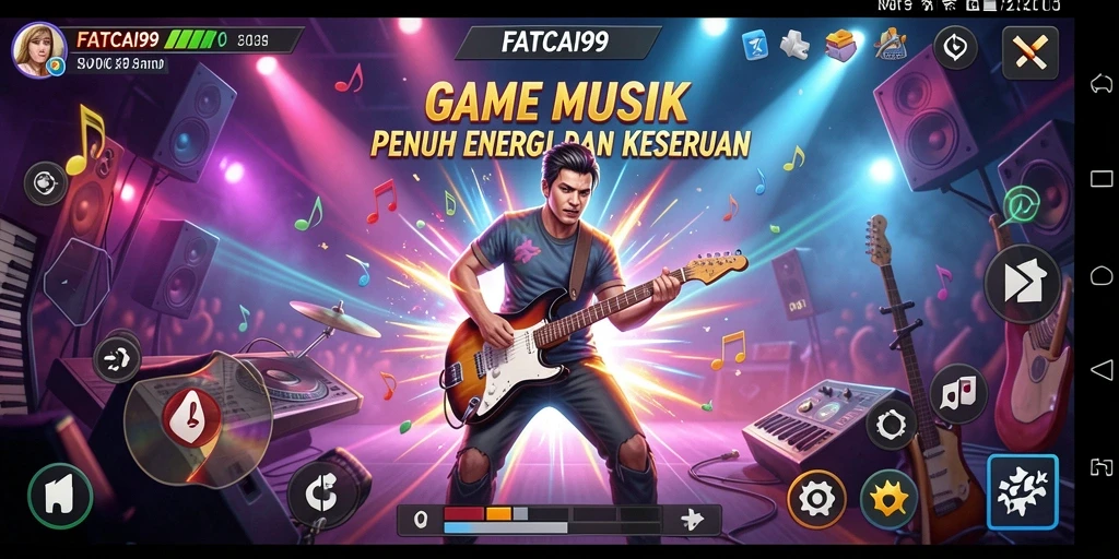 Screenshot utama FATCAI99 yang menunjukkan gameplay seru di dunia musik.