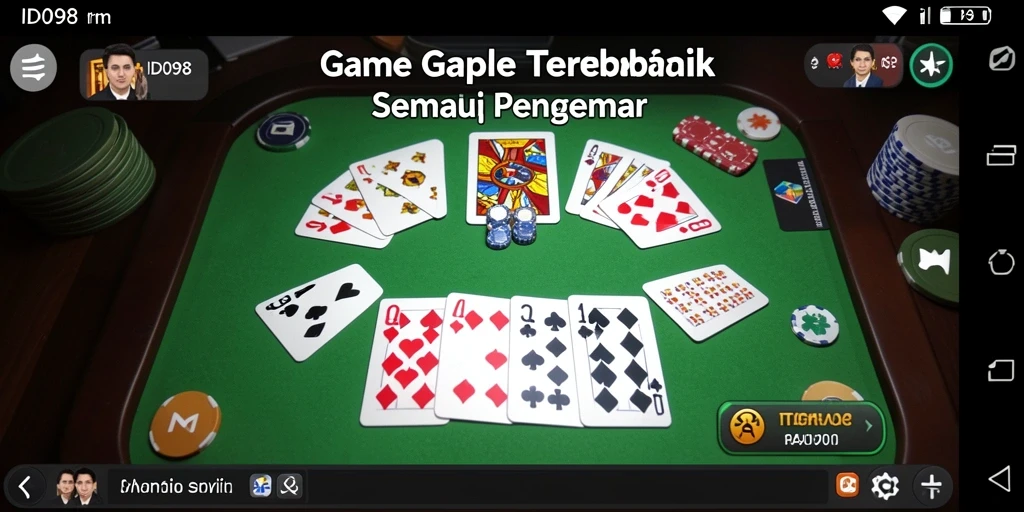 Screenshot gameplay ID098 yang menampilkan suasana seru permainan Gaple.