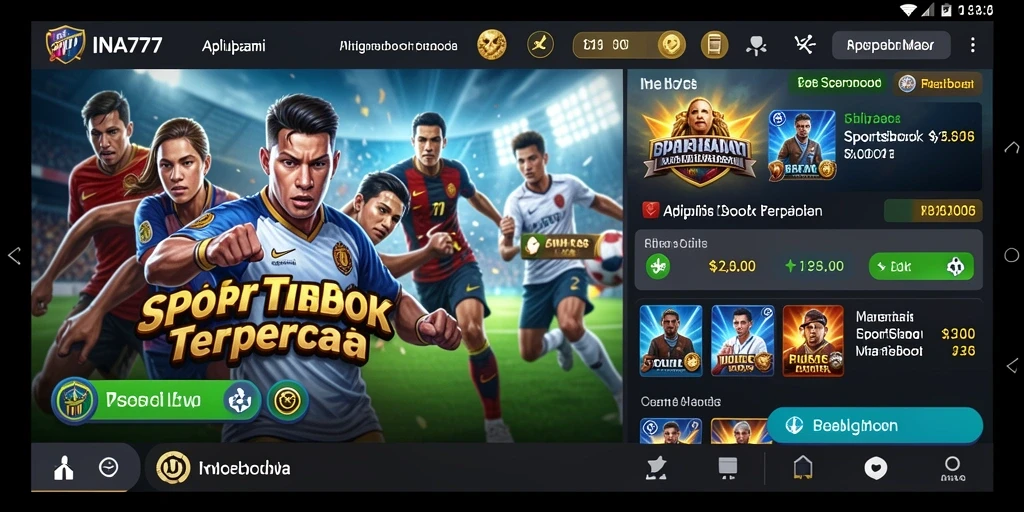 Tampilan aplikasi INA777 yang menarik dengan fitur Sportsbook yang lengkap.