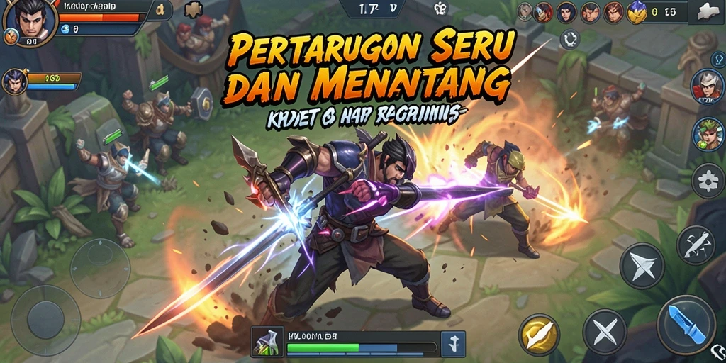 Tampilan gameplay KKRP yang mendebarkan dan penuh aksi pertarungan.
