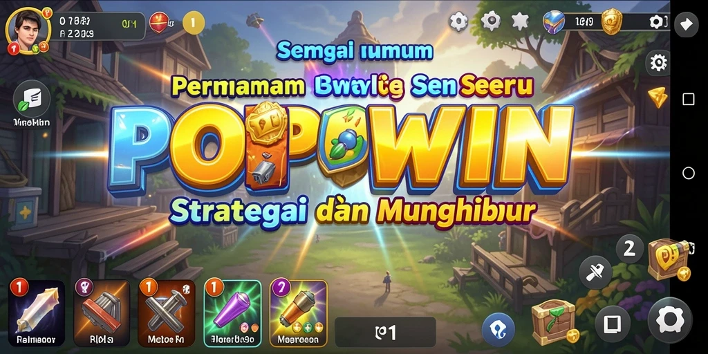 Tampilan layar utama POPWIN dengan gameplay strategi yang mendebarkan.