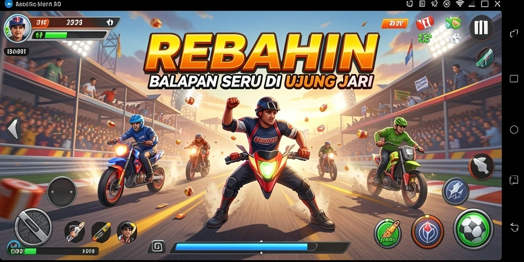 Gambaran utama gameplay balapan yang mendebarkan di REBAHIN.