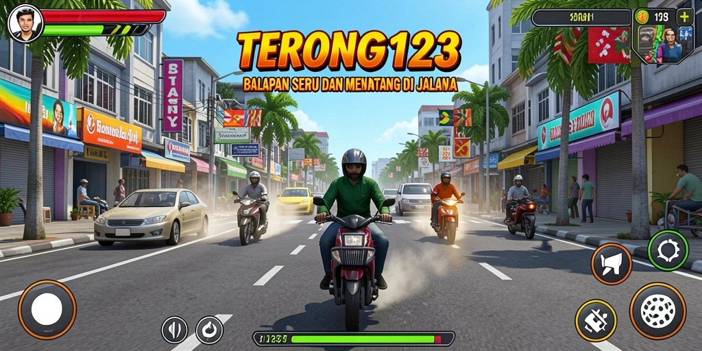 Screenshot gameplay balapan dengan kendaraan cepat dan trek menantang.